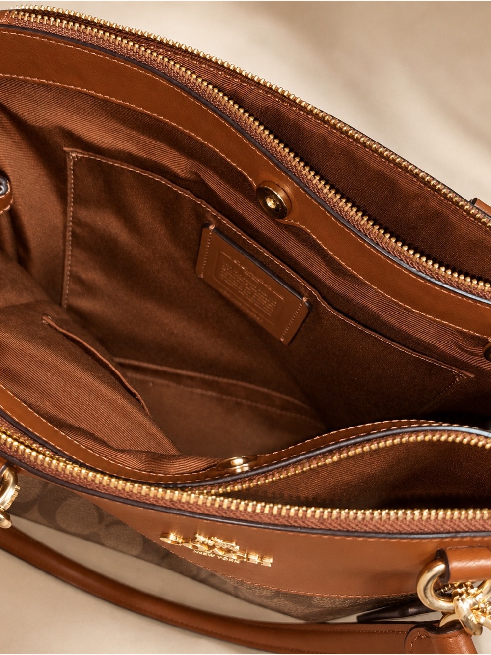 Coach Signature Canvas Satchel in Tan/Brown- Like New - Picture 5 of 9